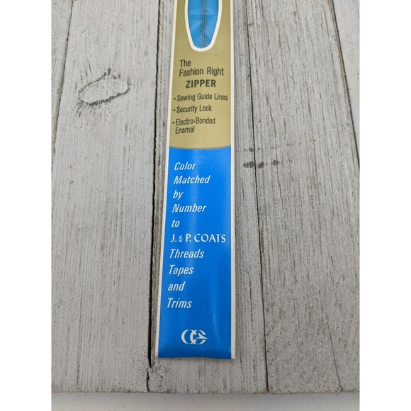 Vintage J&P Coats Dress or Neck Metal Zipper 12" Parakeet 132-A Blue - Picture 3 of 4
